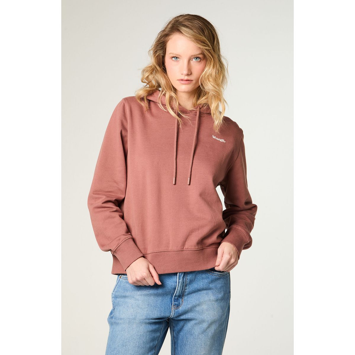 WRANGLER - Poleron Mujer Hoodie Regular Fit Café