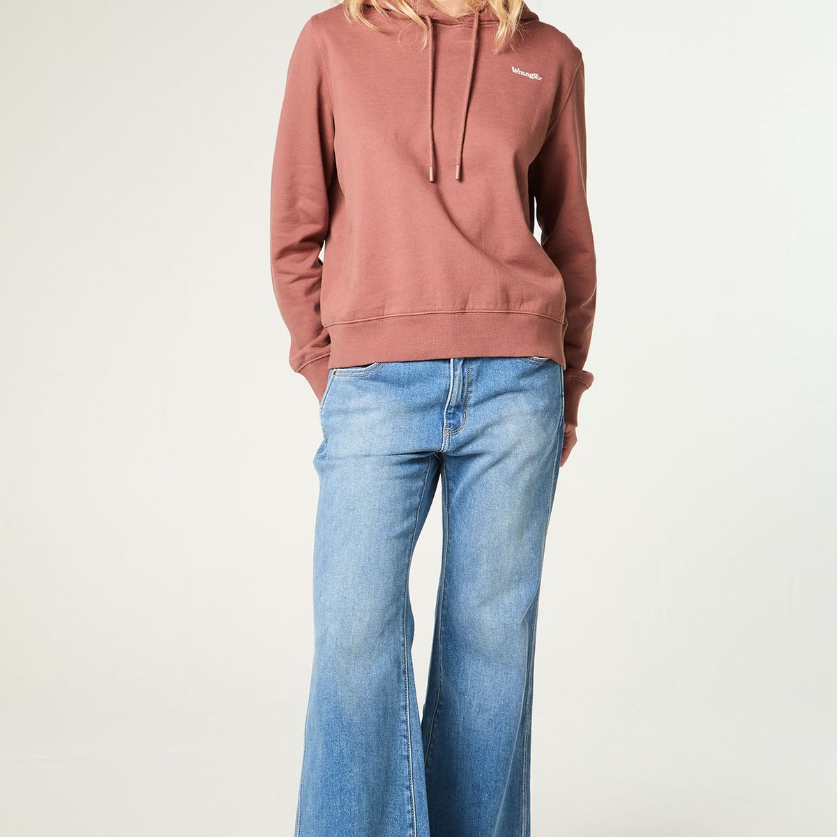 WRANGLER - Poleron Mujer Hoodie Regular Fit Café