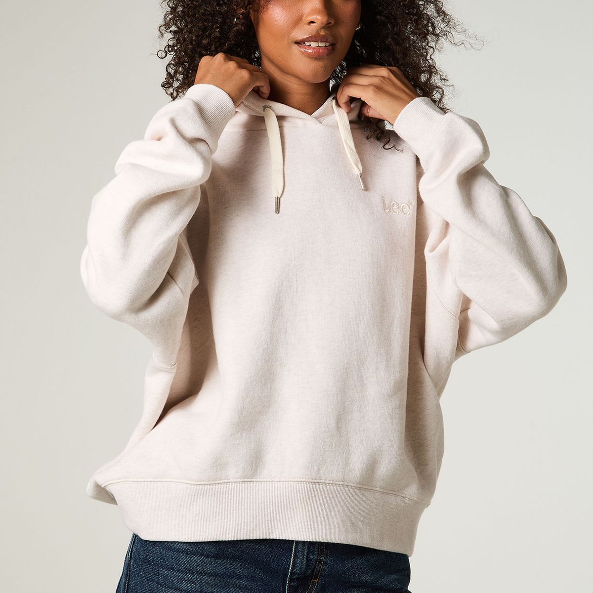LEE - Poleron Mujer Regular Ecru Hoodie