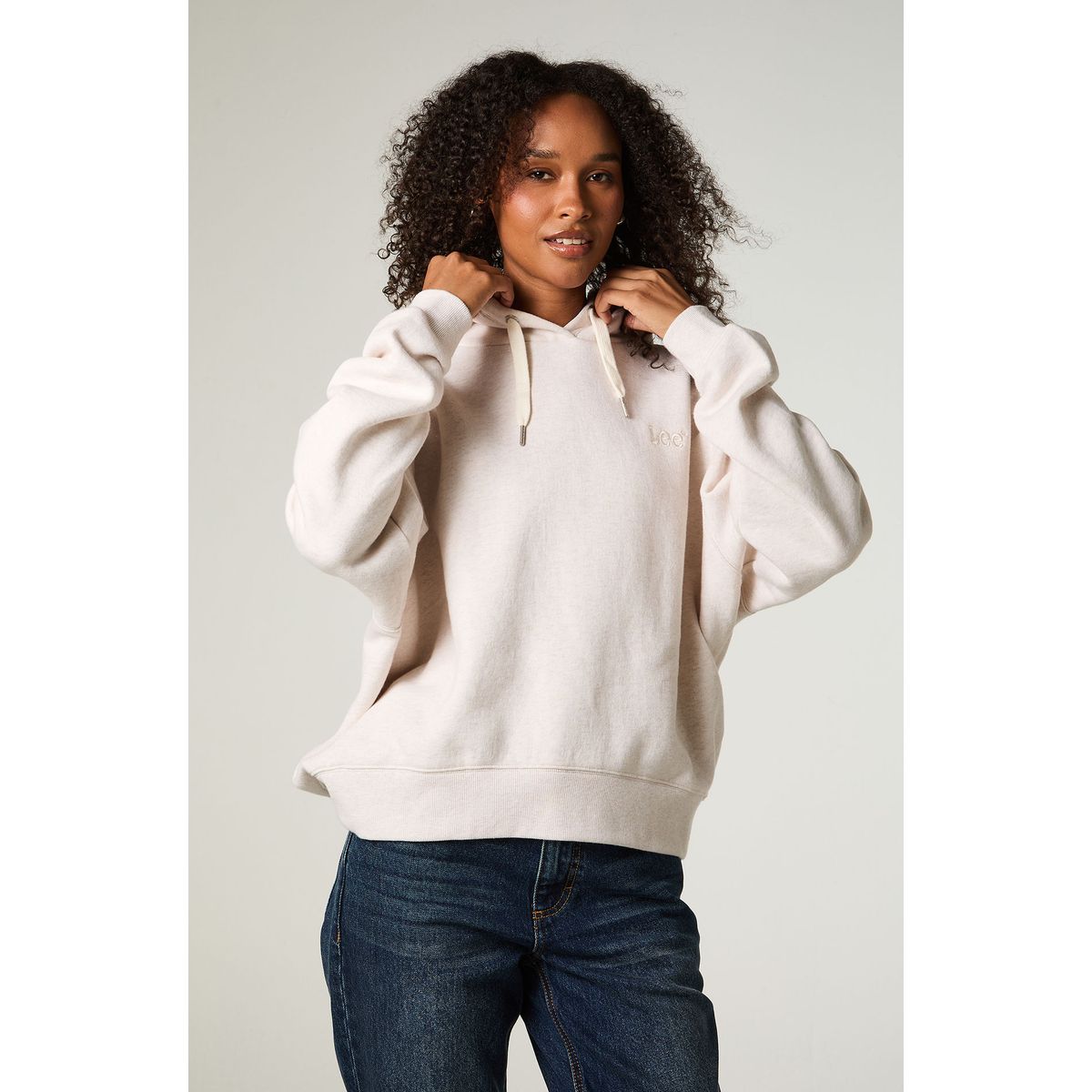 LEE - Poleron Mujer Regular Ecru Hoodie