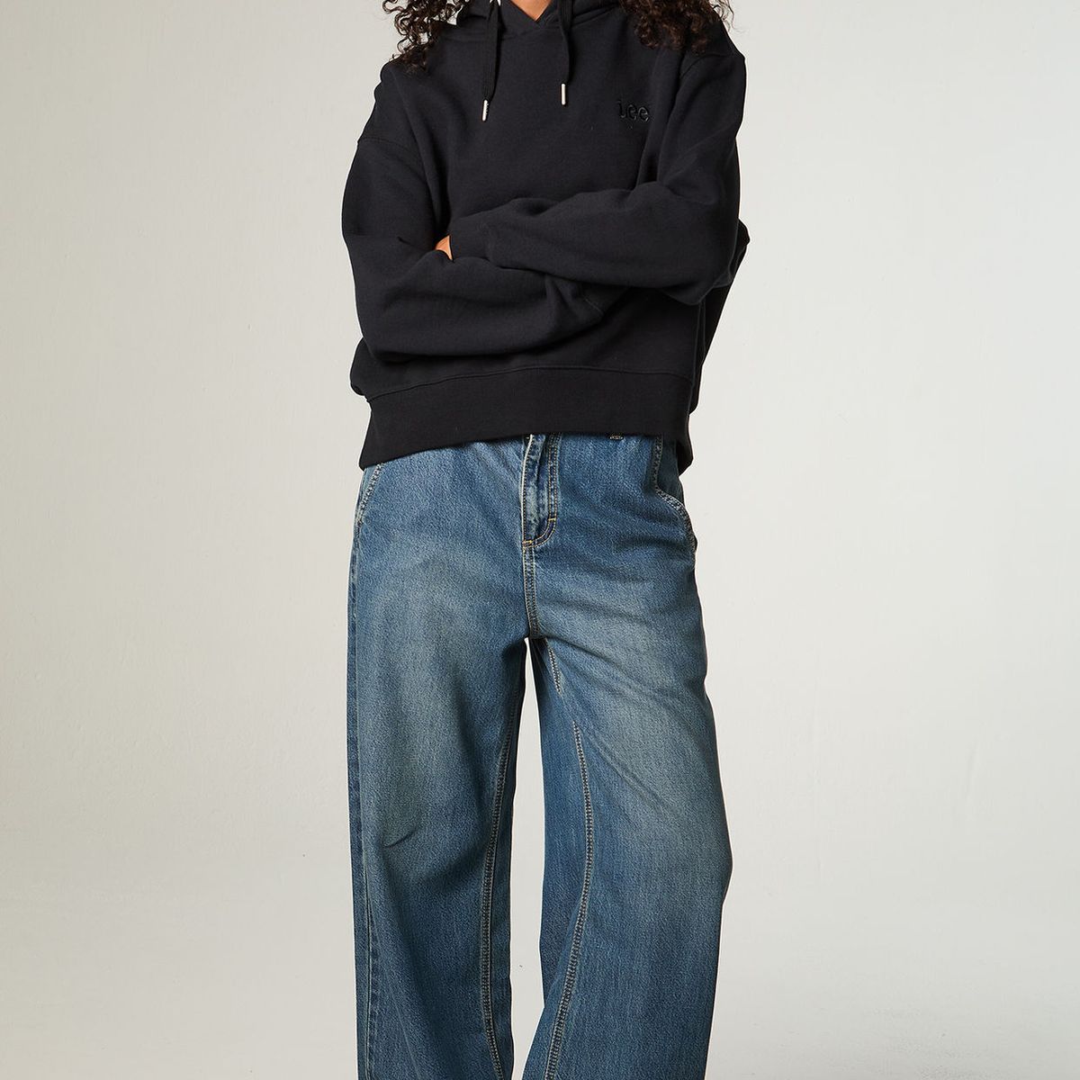 LEE - Poleron Mujer Regular Negro Hoodie