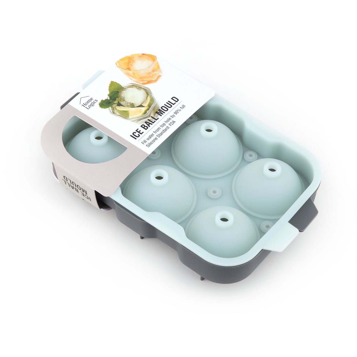 HOME LOGICS - Cubeta de Hielo Molde 6 Hielos Redondos Silicona Home Logics Kiosclub