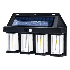 GENERICO - LAMPARA FAROL CUADRUPLE DE PARED SOLAR SENSOR DE MOVIMIENTO