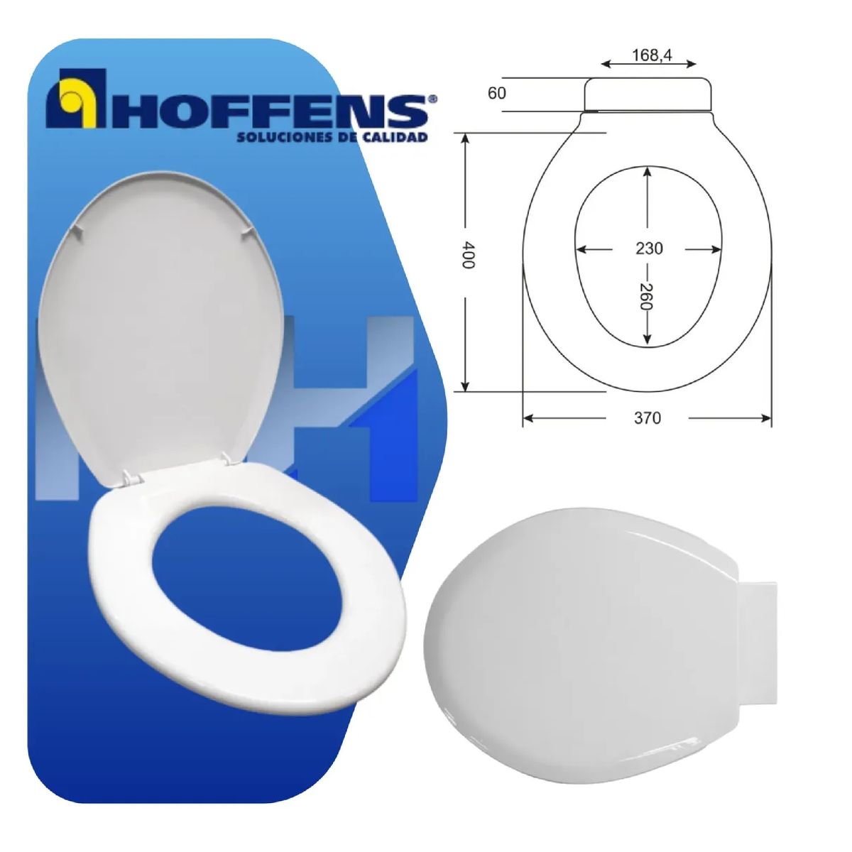 HOFFENS - Asiento Wc Redondo Blanco Tapa Baño Universal Hoffen 40x37cm