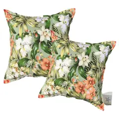 GENERICO - 2 Fundas para Cojín Satinada Diseño Hojas 45x45 cms