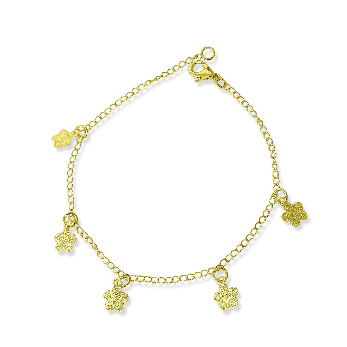 COGGIOLA - Pulsera 5 Flores Chiches Eslabón Enchapado Oro 18K