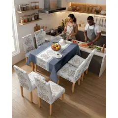 GENERICO - Juego De Mantel Antimanchas 140x220 + 6 Fundas De Silla