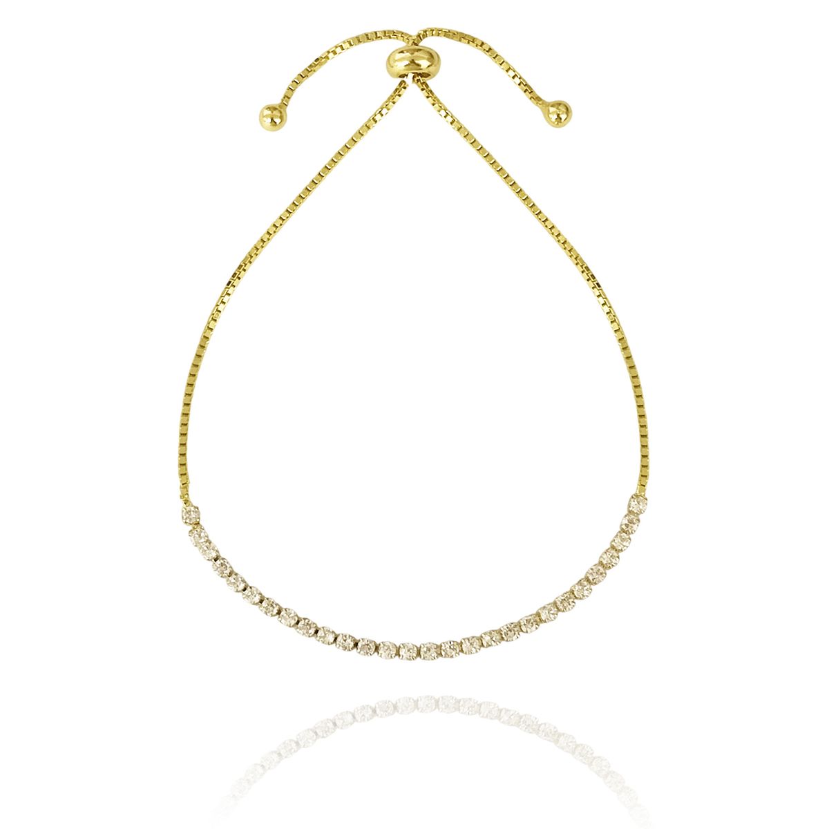 COGGIOLA - Pulsera Jazmín Circón Veneciana Enchapado Oro 18K Adaptable