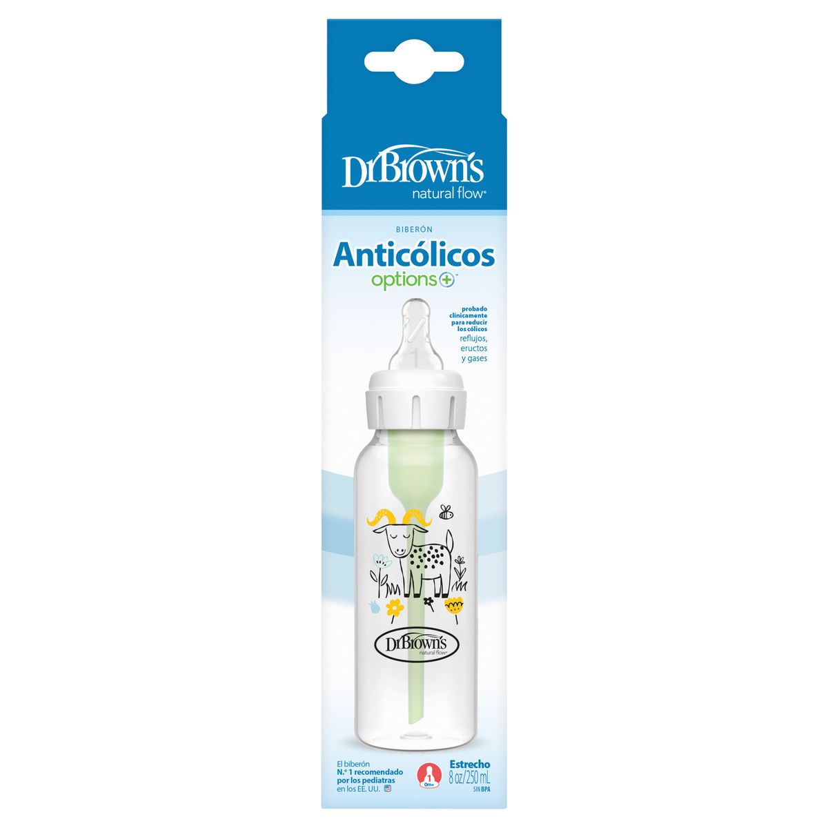 DR BROWNS - Mamadera Estándar Options+ Anticolicos 250ml Dr Brown´s Diseño Cabra