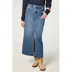 WRANGLER - Falda Mujer Denim Maxi Skirt Regular Fit Long Azul