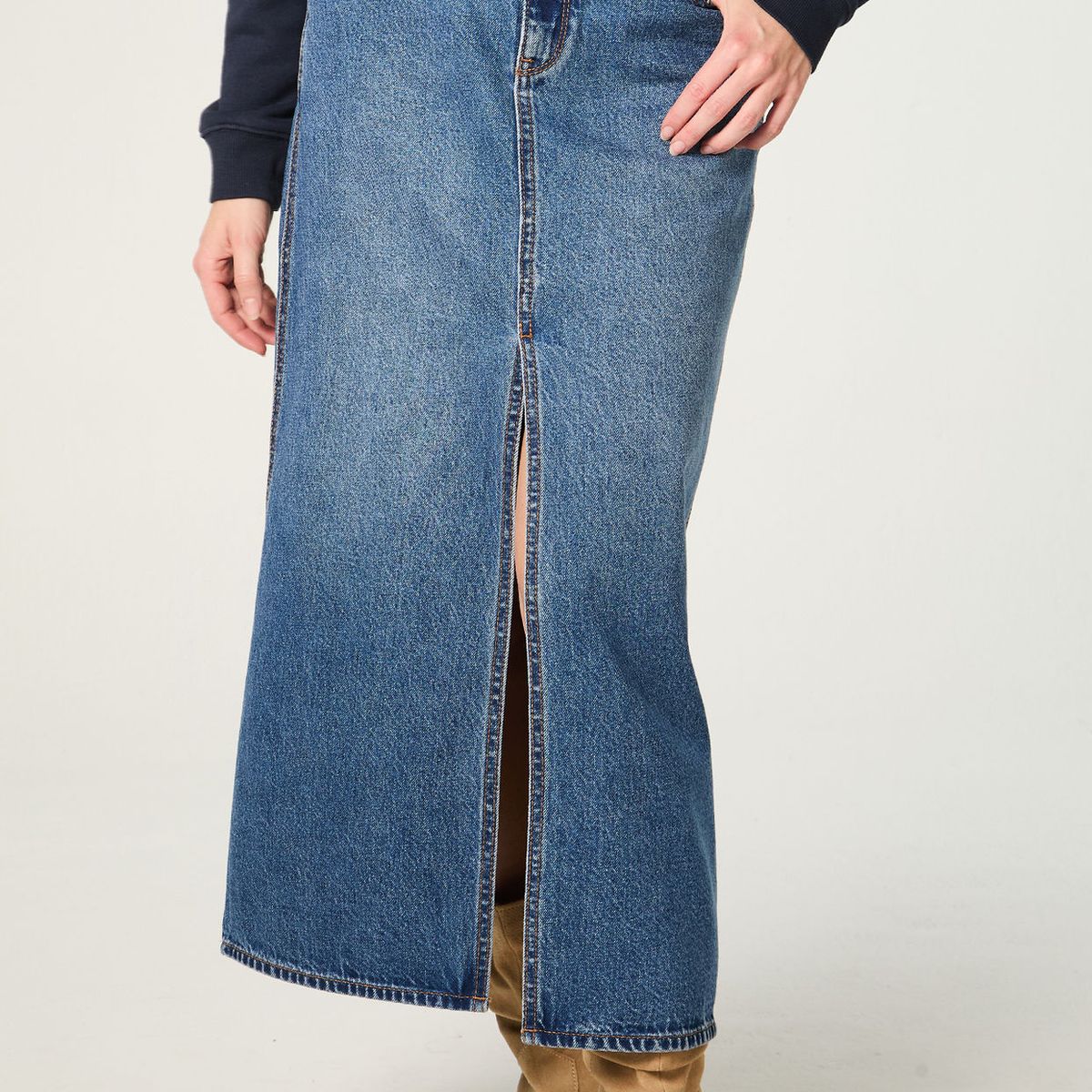 WRANGLER - Falda Mujer Denim Maxi Skirt Regular Fit Long Azul