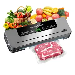 GENERICO - Maquina Selladora Vacío Alimentos 120w 6 En 1 Con 10 Bolsas Plateado