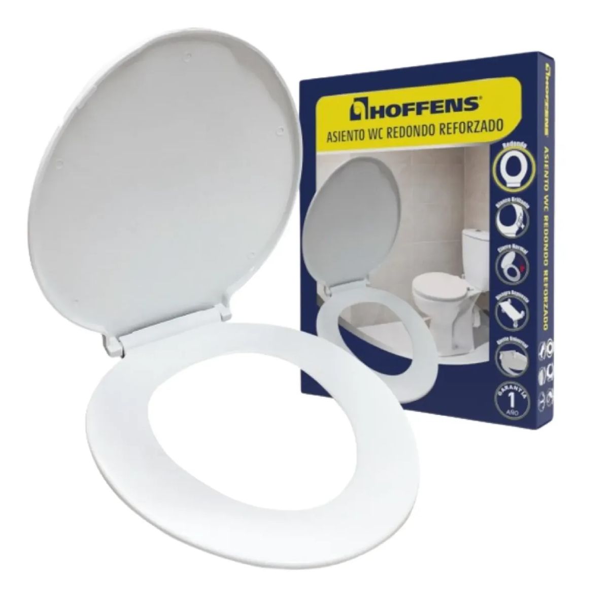 HOFFENS - Asiento Tapa Wc Redondo Reforzado Blanco Hoffens Premium