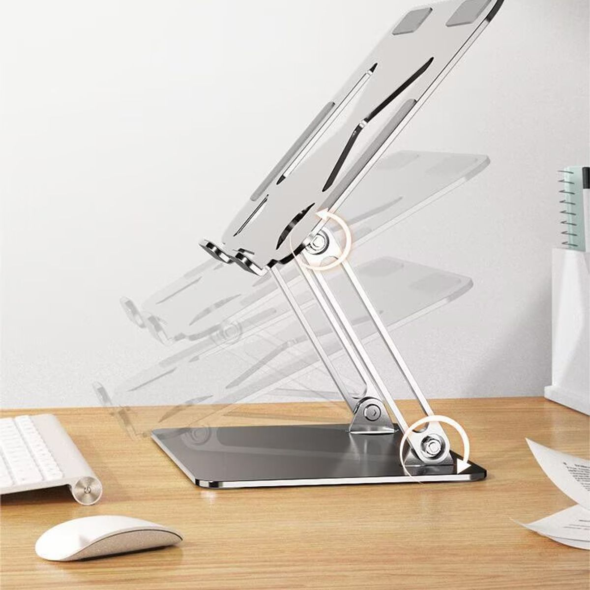 GENERICO - Soporte Laptop Ajustable De Aluminio Ergonómico Plegable Gris Oscuro