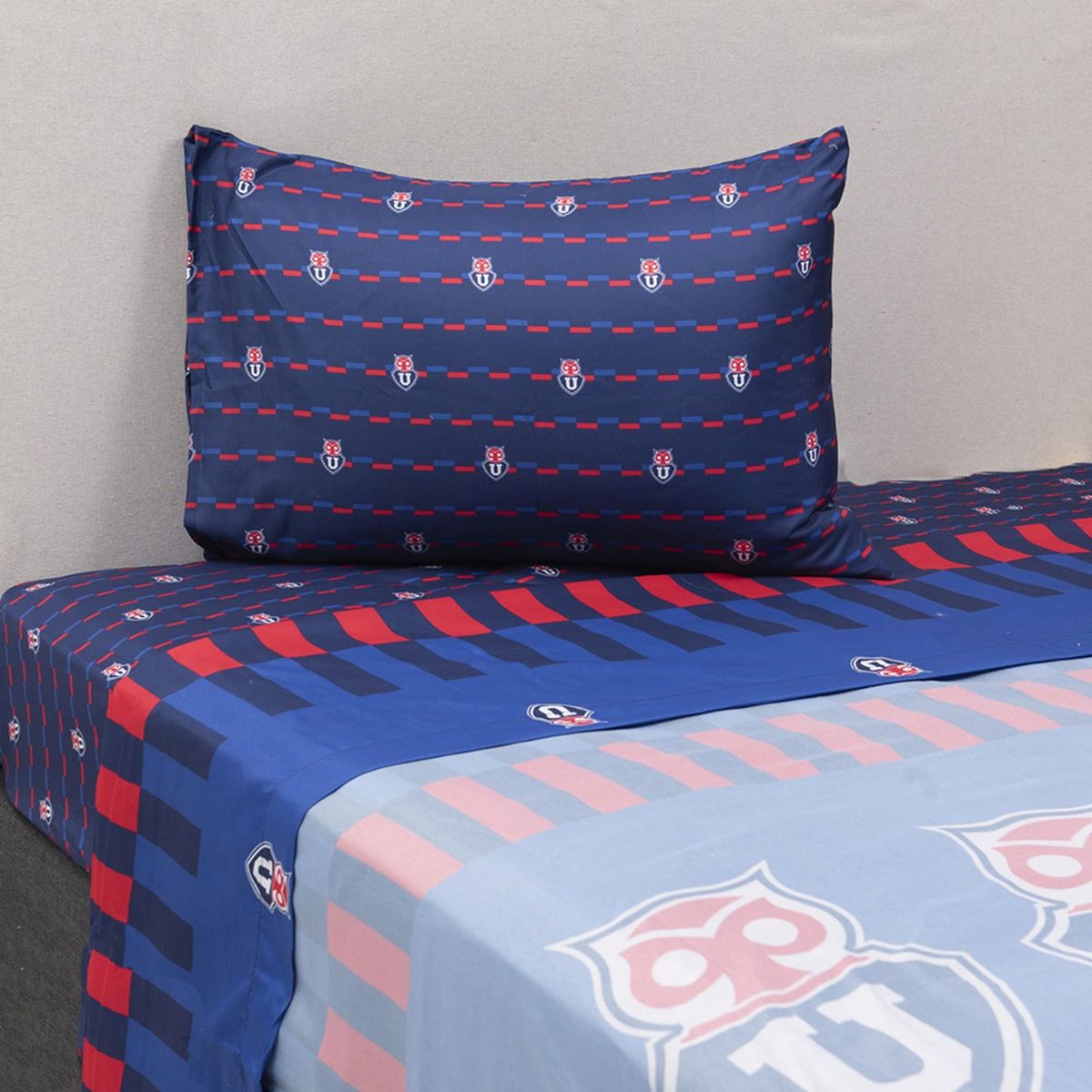 MASHINI - SABANAS MICROFIBRA U DE CHILE AZUL 1.5 PLAZAS