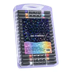 GENERICO - Marcadores Efecto Brillante Doble Punta 72 Colores