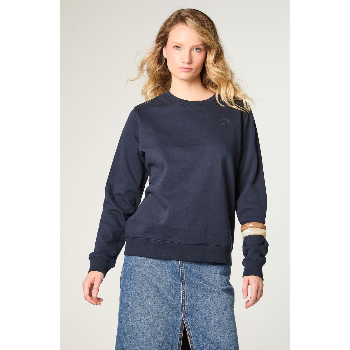 WRANGLER - Poleron Mujer Crewneck Regular Fit Azul