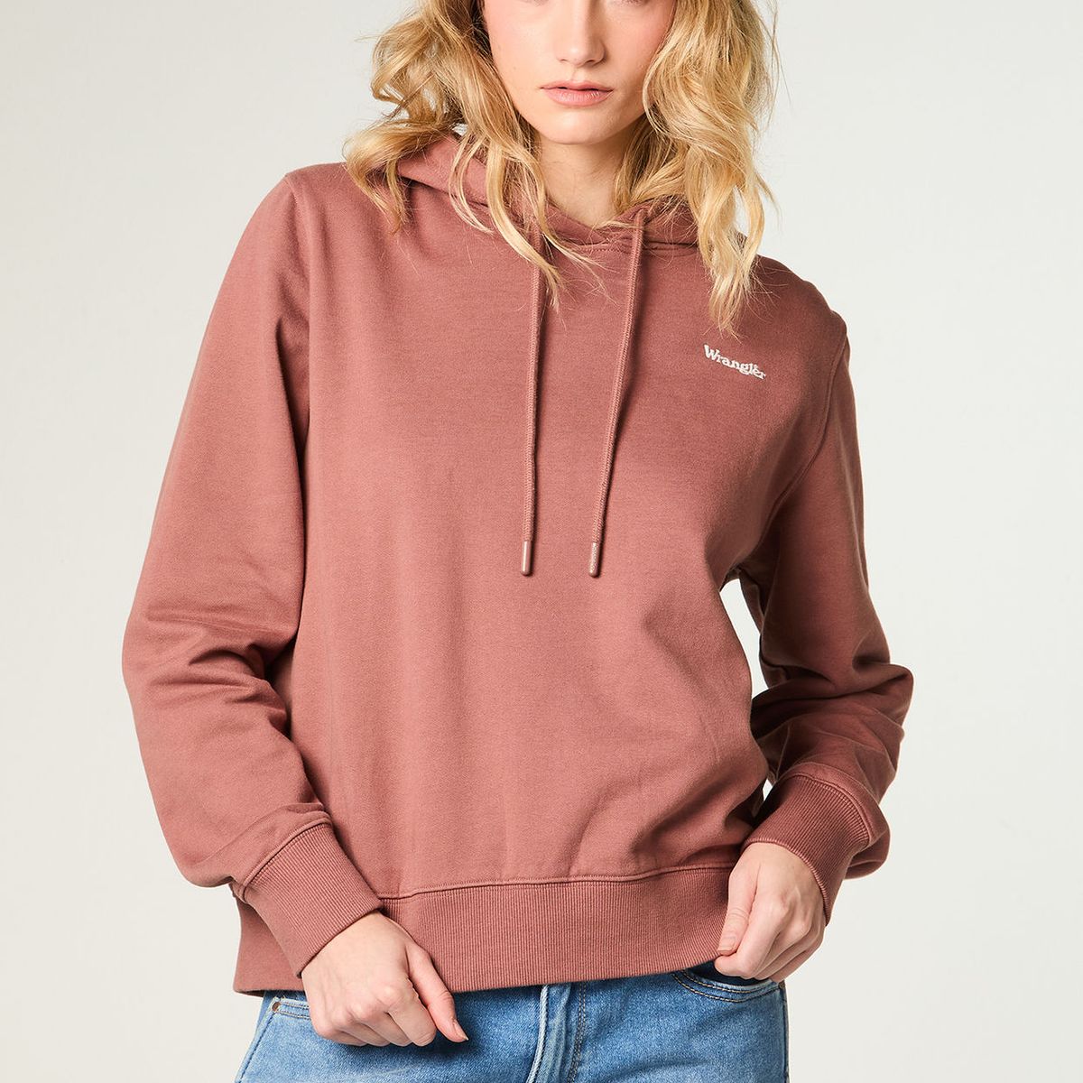 WRANGLER - Poleron Mujer Hoodie Regular Fit Café