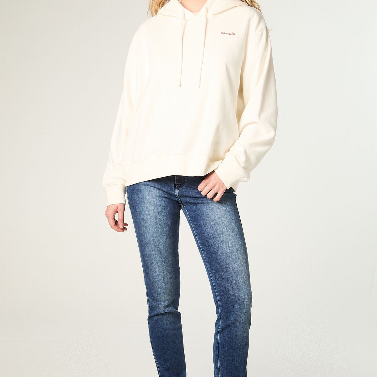 WRANGLER - Poleron Mujer Hoodie Regular Fit Blanco