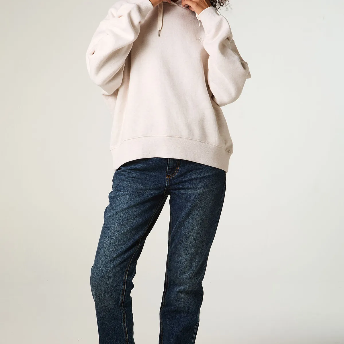 LEE - Poleron Mujer Regular Ecru Hoodie