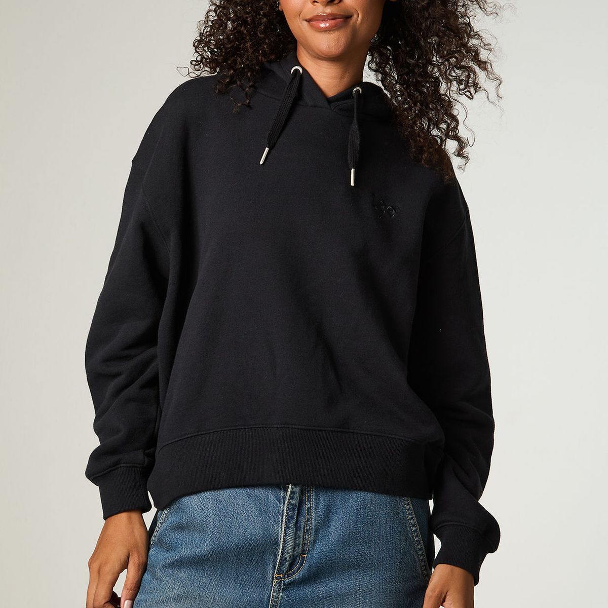 LEE - Poleron Mujer Regular Negro Hoodie