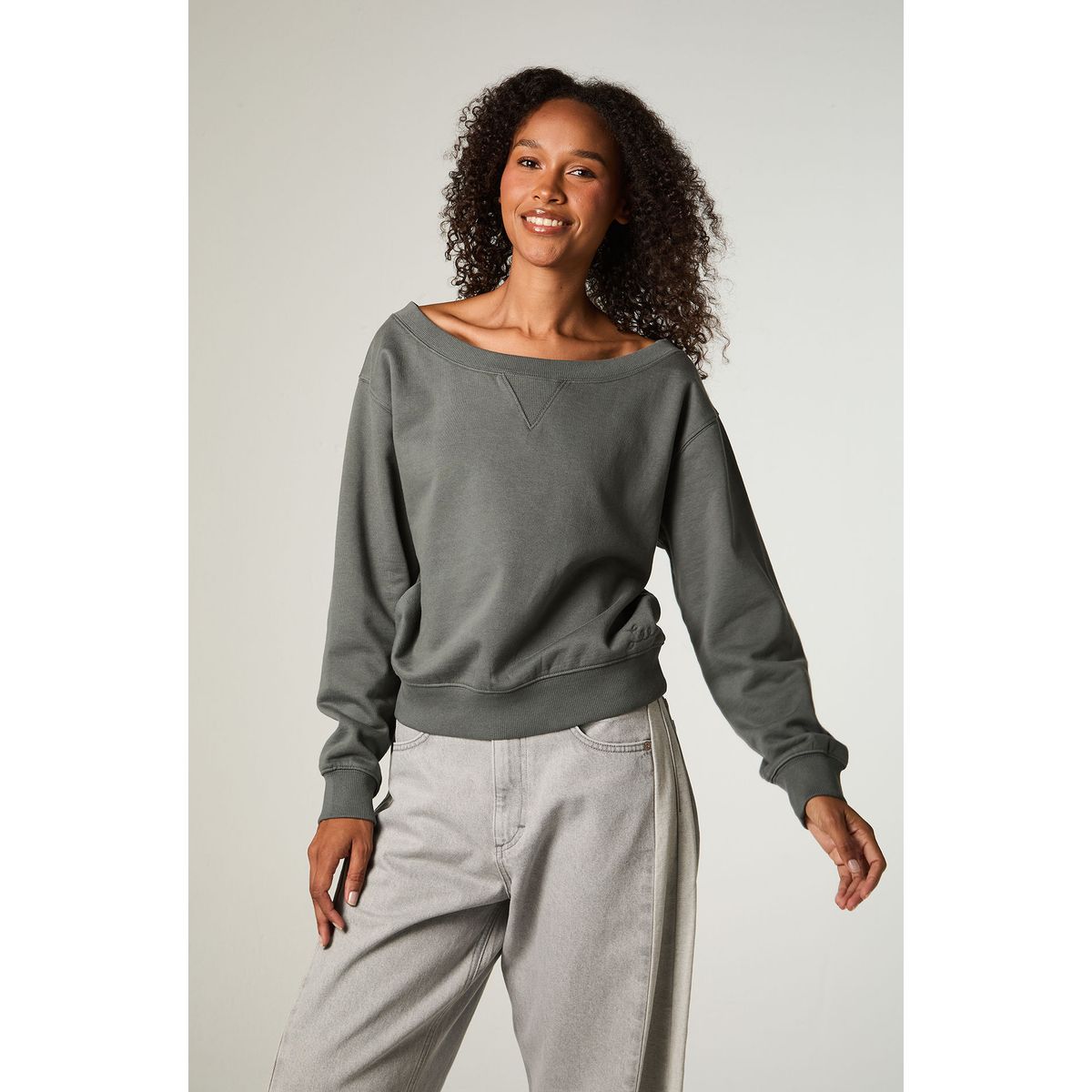 LEE - Poleron Mujer Crop Petroleo Shoulders