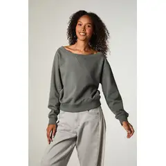 LEE - Poleron Mujer Crop Petroleo Shoulders