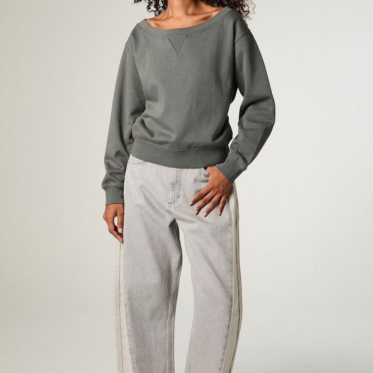 LEE - Poleron Mujer Crop Petroleo Shoulders
