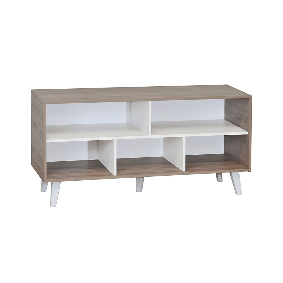 MOBIKIT - Rack Tv Luisiana Roble Santana - Blanco Mobikit