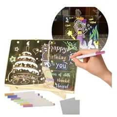 GENERICO - Pizarra Led Acrílica Luminosa 30x20cm Con 7 Plumones Neón Blanco