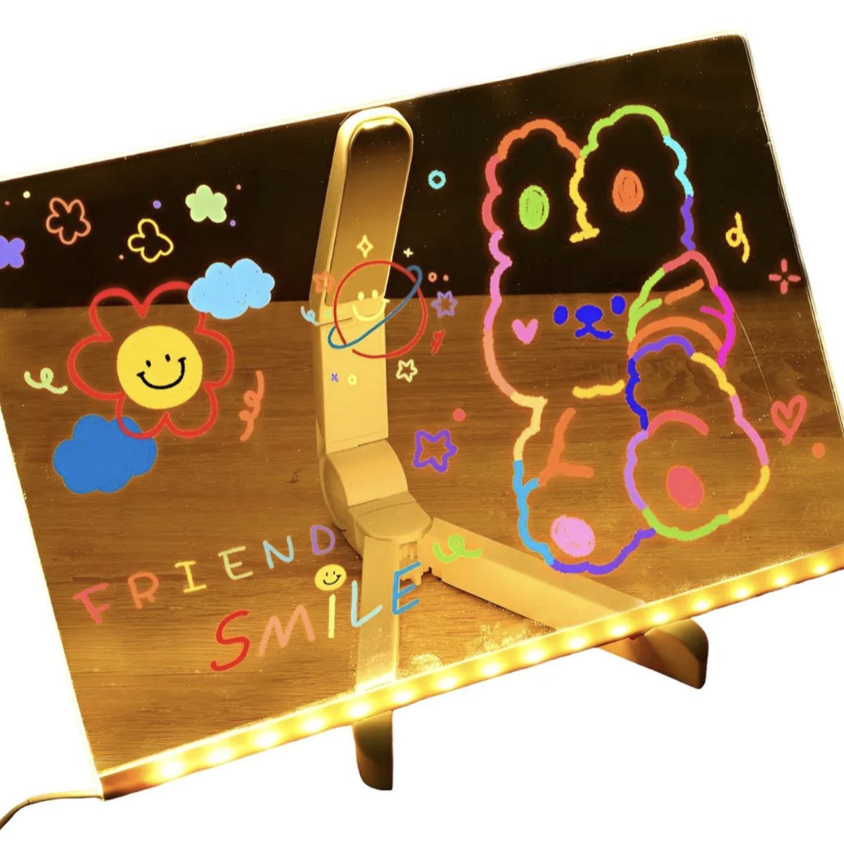 GENERICO - Pizarra Led Acrílica Luminosa 30x20cm Con 7 Plumones Neón Blanco
