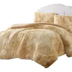 GENERICO - Cubrecama Peludo Con Chiporro king Color Beige