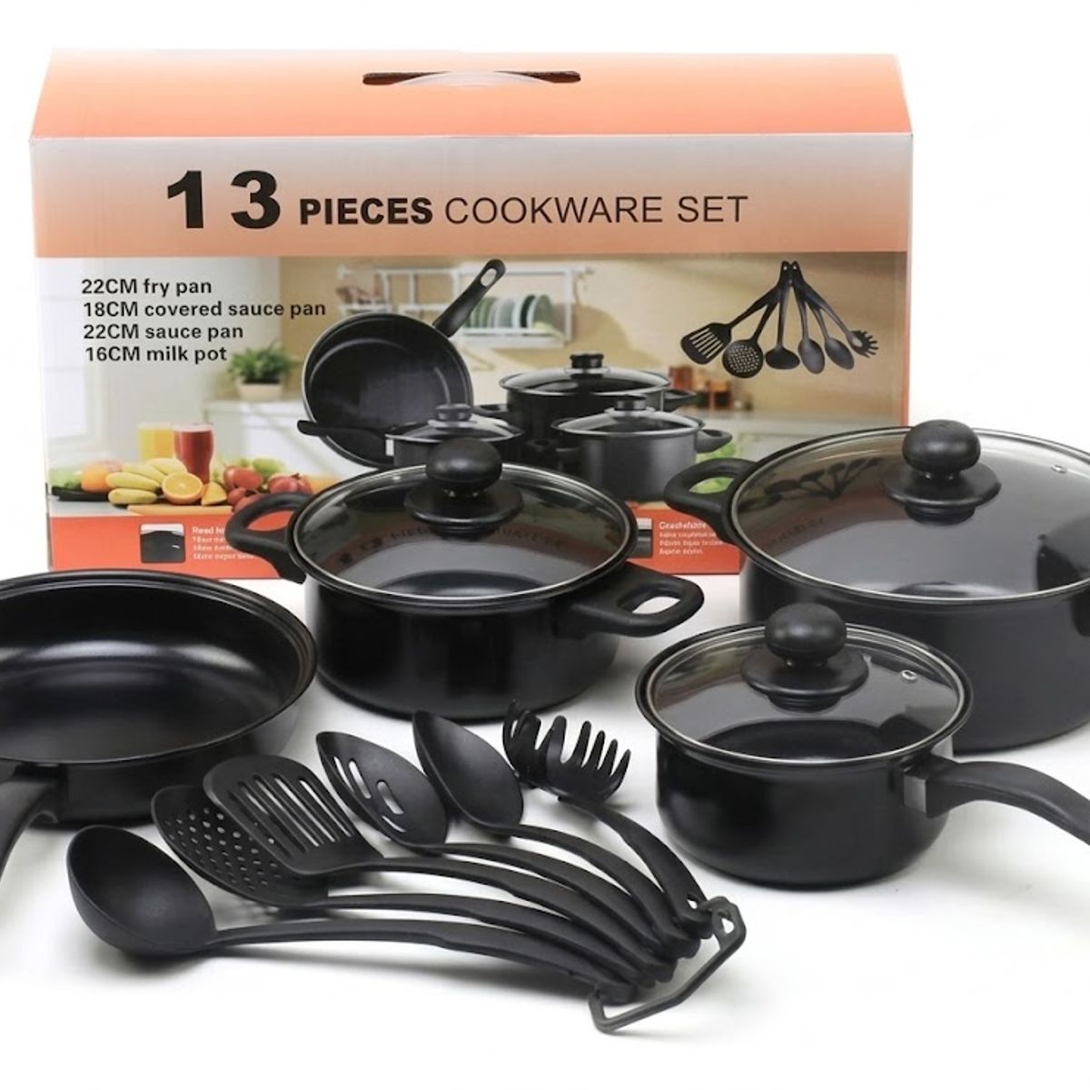 GENERICO - Set Juego De Ollas 13 Pieza Cocina Antiadherente