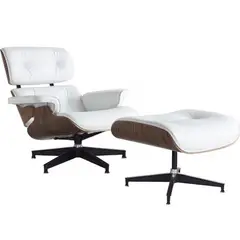 TENDENCIA HOME - SILLÓN EAMES LOUNGE CHAIR OTTOMAN CUERO BLANCO Réplica