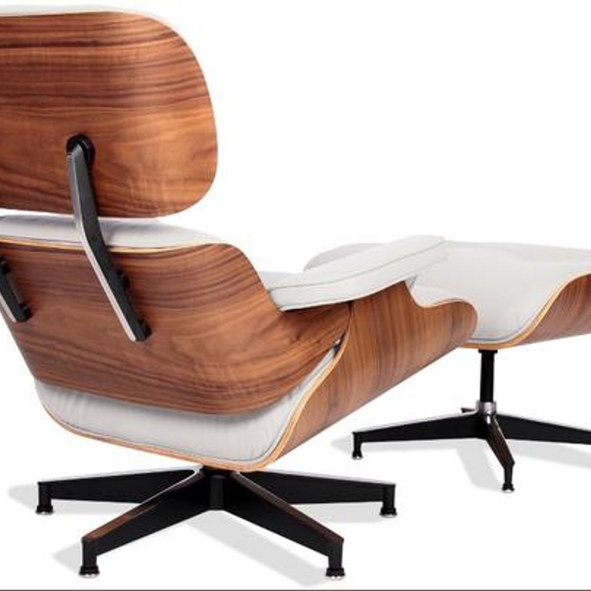 TENDENCIA HOME - SILLÓN EAMES LOUNGE CHAIR OTTOMAN CUERO BLANCO Réplica