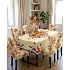 GENERICO - Set Comedor 6 Personas Mantel Antimanchas Y Fundas De Silla