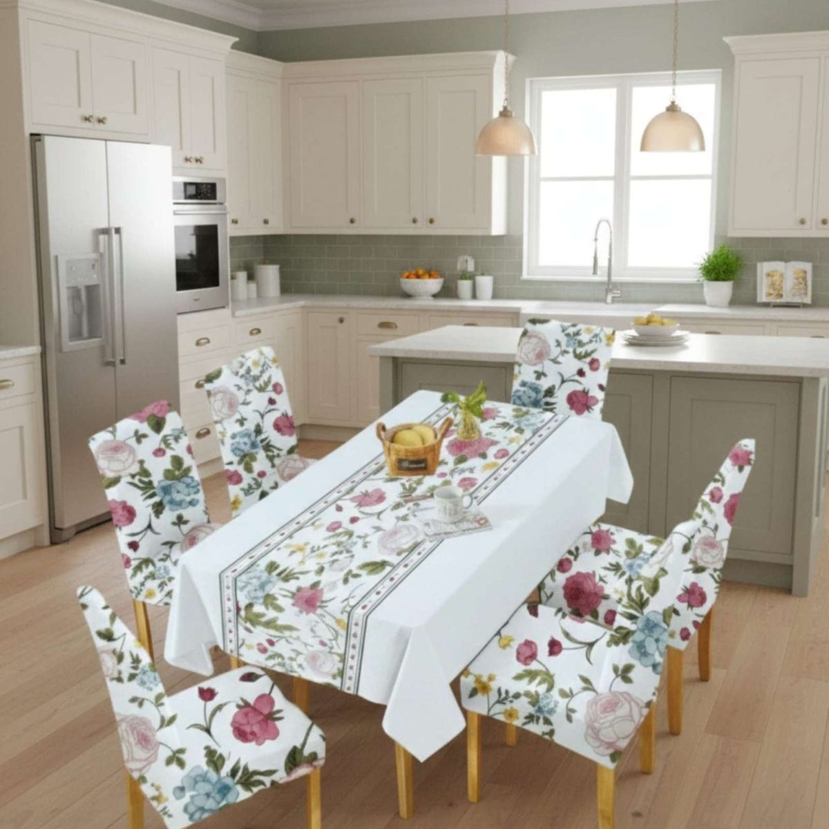 GENERICO - Set Comedor 6 Personas Mantel Antimanchas Y Fundas De Silla