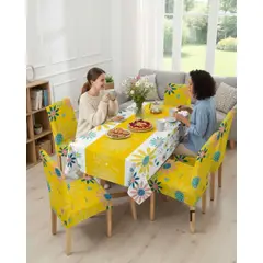 GENERICO - Set Comedor 6 Personas Mantel Antimanchas Y Fundas De Silla