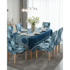 GENERICO - Set Comedor 6 Personas Mantel Antimanchas Y Fundas De Silla