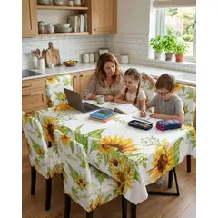 GENERICO - Set Comedor 6 Personas Mantel Antimanchas Y Fundas De Silla