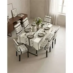 GENERICO - Set Comedor 6 Personas Mantel Antimanchas Y Fundas De Silla
