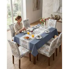 GENERICO - Set Comedor 6 Personas Mantel Antimanchas Y Fundas De Silla
