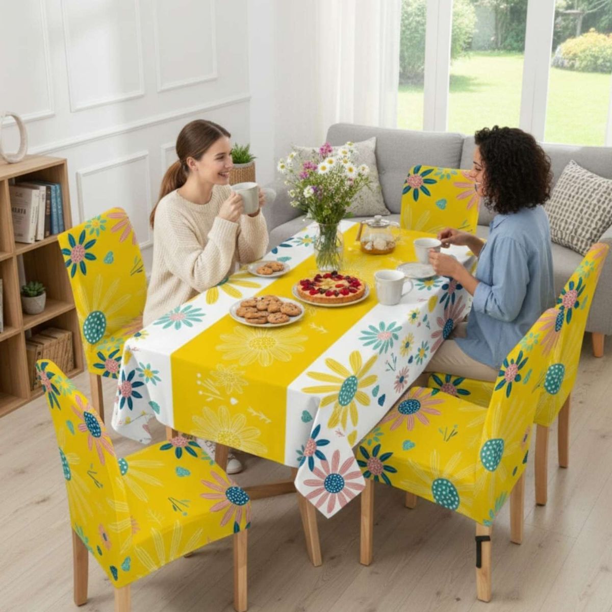 GENERICO - Set Comedor 6 Personas Mantel Antimanchas Y Fundas De Silla