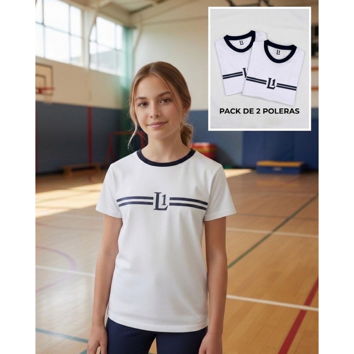 KOWHAI - Pack 2 Poleras Niña Deportiva Liceo 1