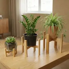 GENERICO - Set X 3 Soporte Alto De Madera Para Maceteros, Para Plantas 10cm, 20cm y 25cm de alto