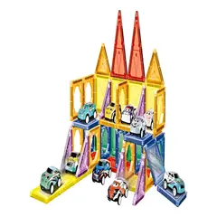 GENERICO - SET DE BLOQUES MAGNÉTICOS PACKING Y AUTOS DE 68 PIEZAS