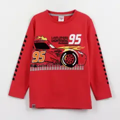 DISNEY - Polera Manga Larga Niño Rayo McQueen Cars Rojo
