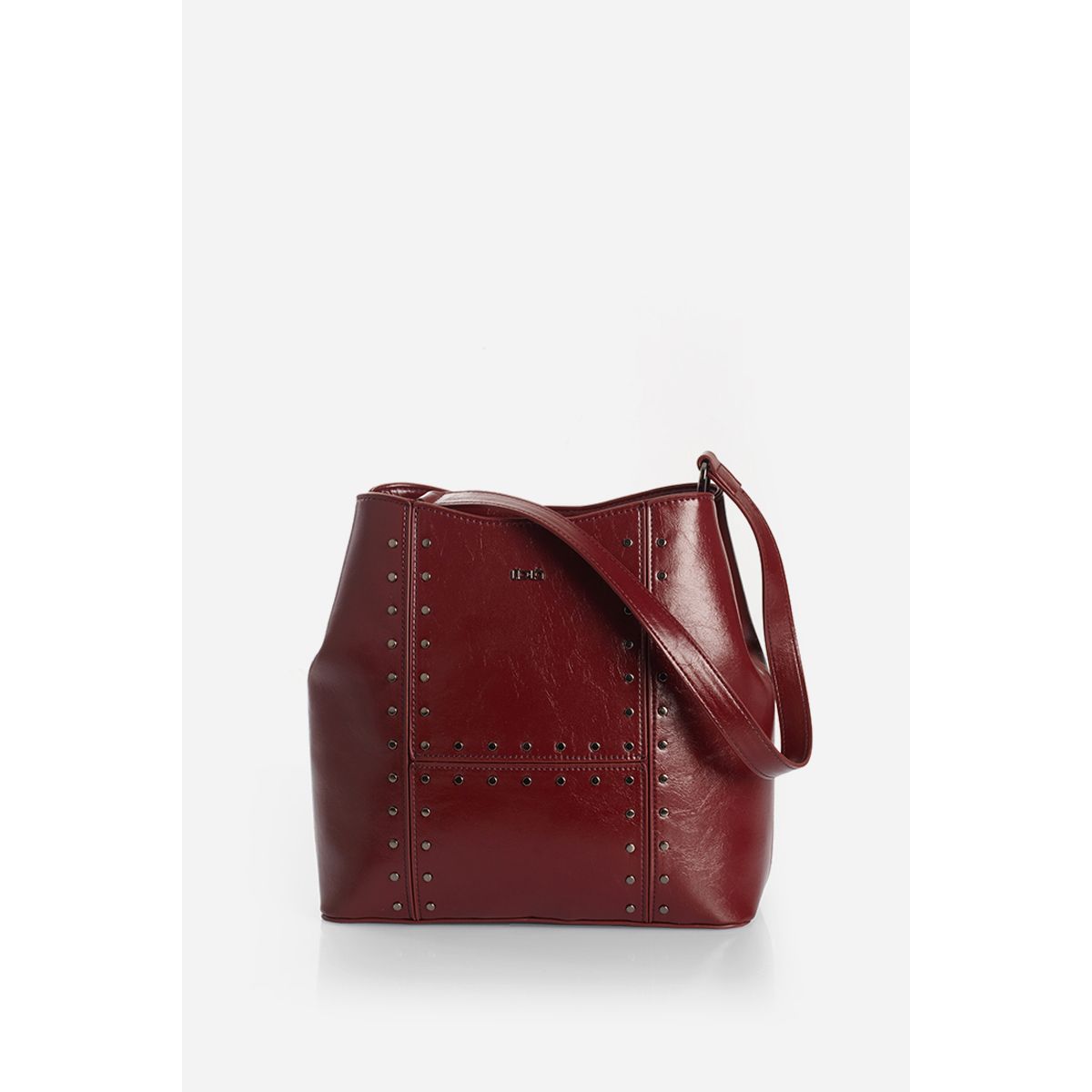 LIOLA - Cartera Tachas, Simil Cuero, Burdeo Liola