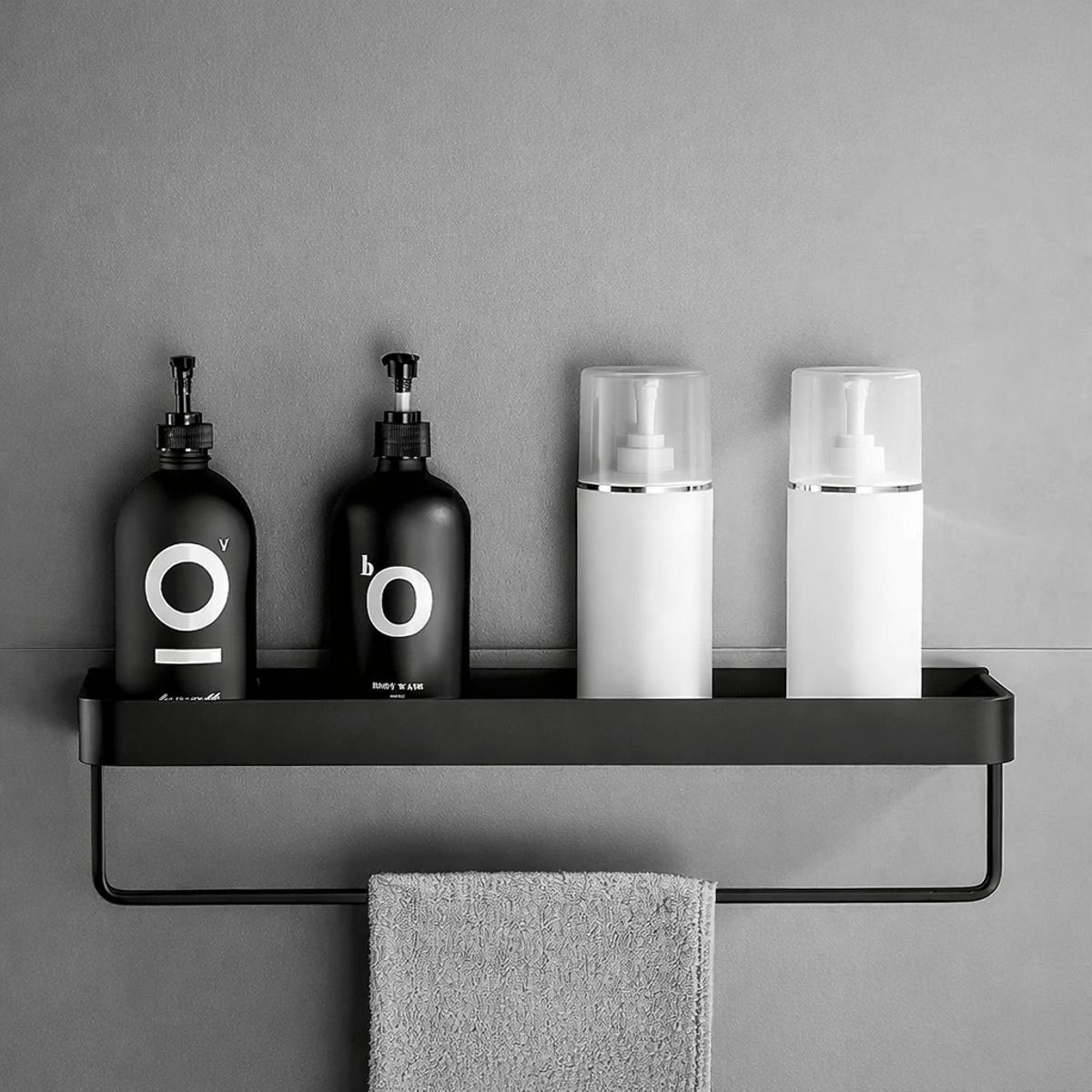 GENERICO - Estante Repisa Organizador Artículos De Baño Aluminio negro mate 45m