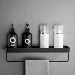 GENERICO - Estante Repisa Organizador Artículos De Baño Aluminio negro mate 45m